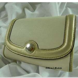 Coach White & Gold Leather Wallet #44979